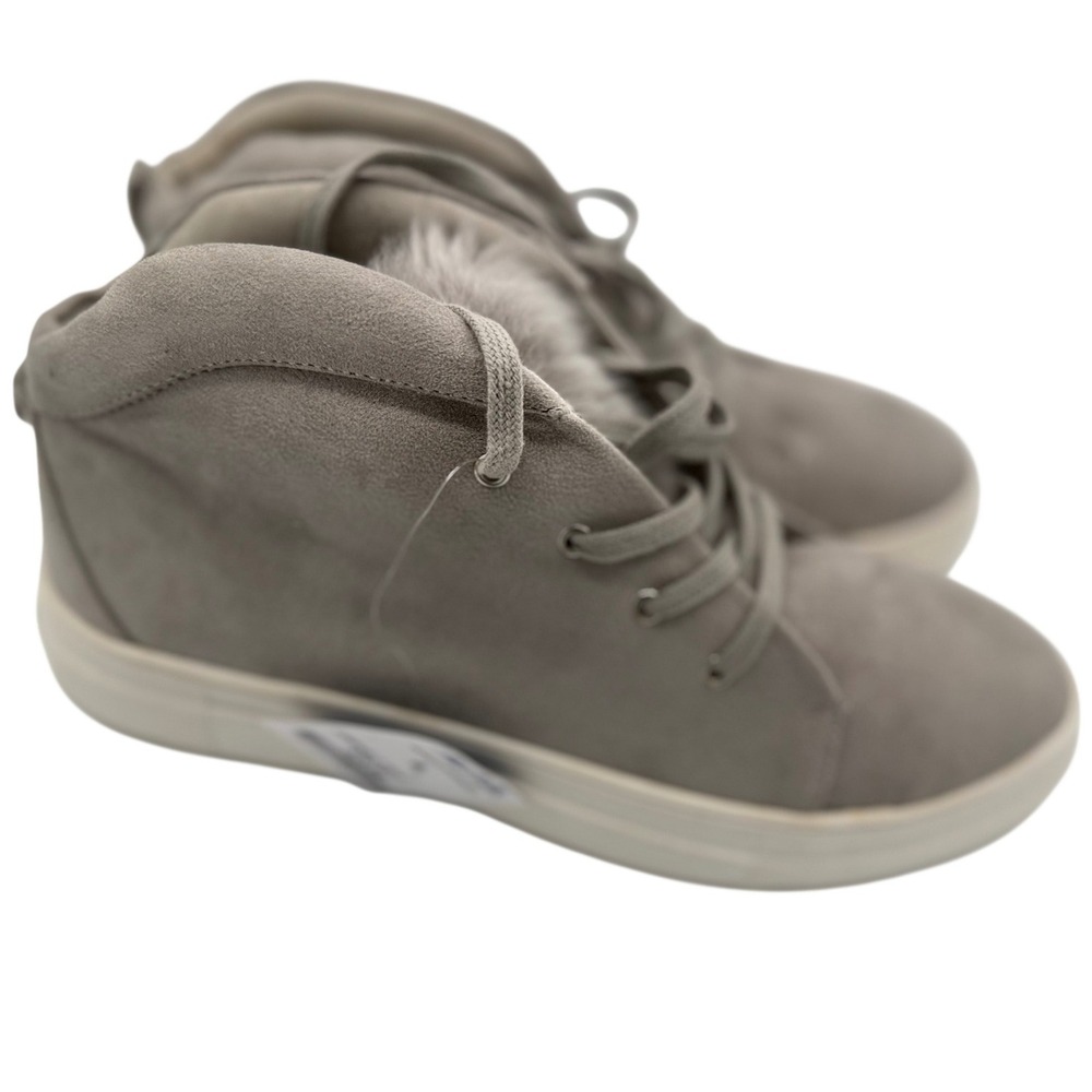 MIA Womens Grey Textile Faux Fur Trim High Top Platform Sneakers Size 10 NEW